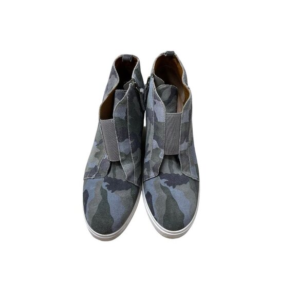 Linea Paolo Felicia suede gray camo Hidden wedge bootie sneaker size 9.5M - Picture 2 of 8